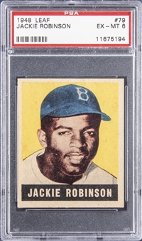 1948 Leaf #79 Jackie Robinson Rookie Card – PSA EX-MT 6